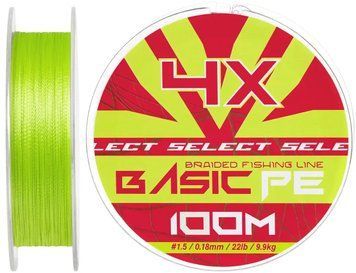 Шнур Select Basic PE Light Green 100m #1.5/0.18mm 22lb/9.9kg