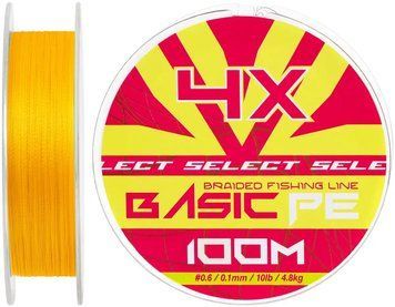 Шнур Select Basic PE Orange 100m #0.6/0.10mm 10lb/4.8kg