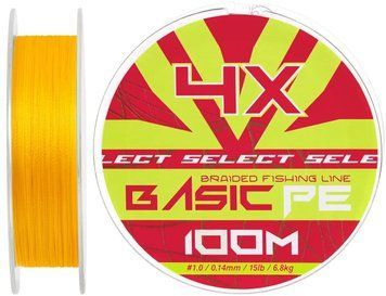 Шнур Select Basic PE Orange 100m #1.0/0.14mm 15lb/6.8kg